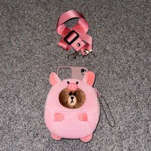 iPhone 11 Pro Plush Bear Pig Pocket Phone Case